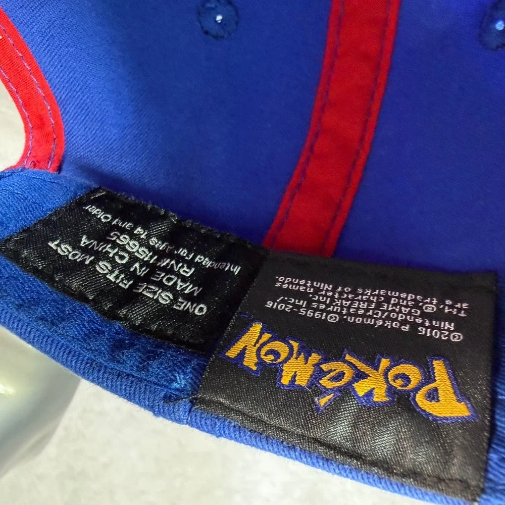 Pokémon Baseball Cap Men OSFM Blue Solid Pokéball Embroidered Distressed Hat